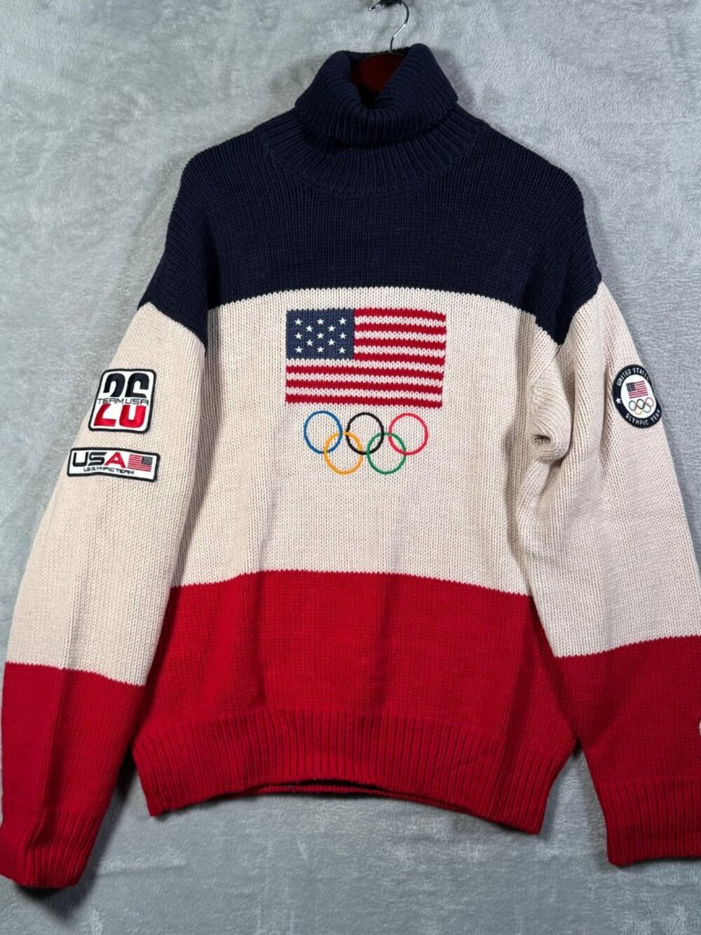 Polo Ralph Lauren Sweater Mens L Cream Team USA Olympic Turtleneck $698